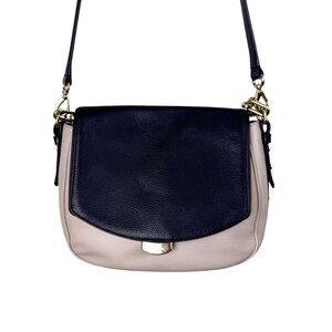 Kate Spade Pebble Leather Black and Beige ‎ Color Flap Shoulder Cross Body